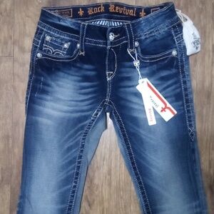 Rock Revival Women's 26 Skinny Jen Embellished Embroidered Distressed NWT